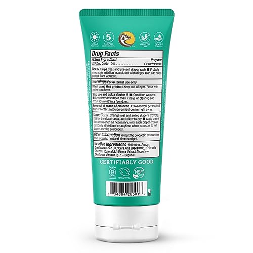 Badger Diaper Cream, 99% Organic Diaper Rash Cream for Baby, Zinc Oxide Ointment w/Soothing Calendula Cream for Sensitive Baby Skin, 2.9 fl oz
